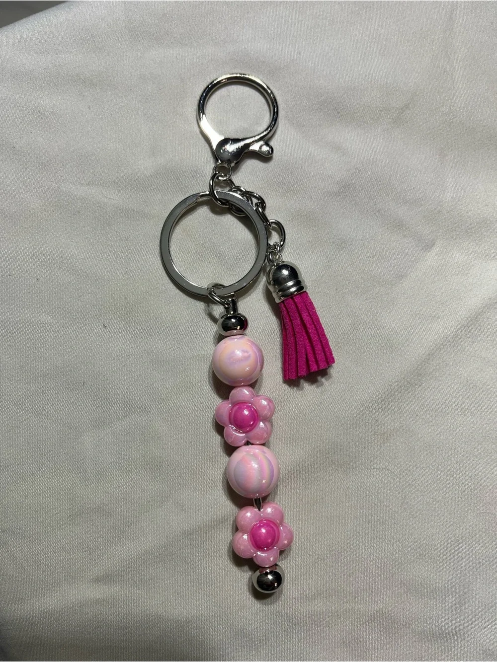 Pink Beaded Tassel Keychain - Women Accessories